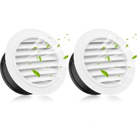 2PCS Soffit Vents 6 Inch, Round Vent Cover with Built-in Fly Screen Mesh, ABS Louver Grille Cover White Soffit Dryer Vent, Best for Kitchen, Office, Bathroom Vent Fan Cover Ventilation