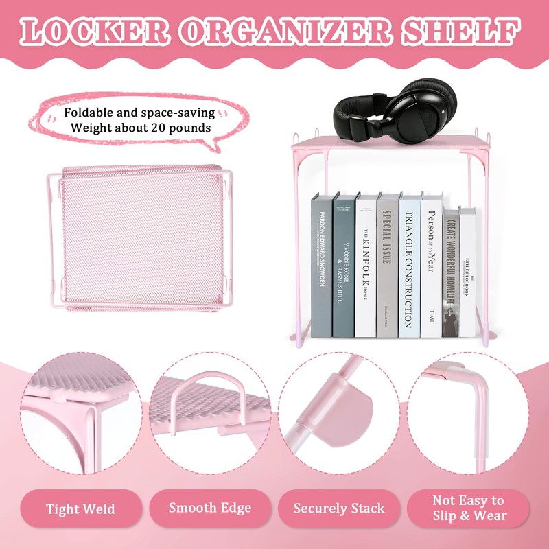 AKONEGE 16 Pcs Pink Locker Accessories for Girls, Locker Organizer