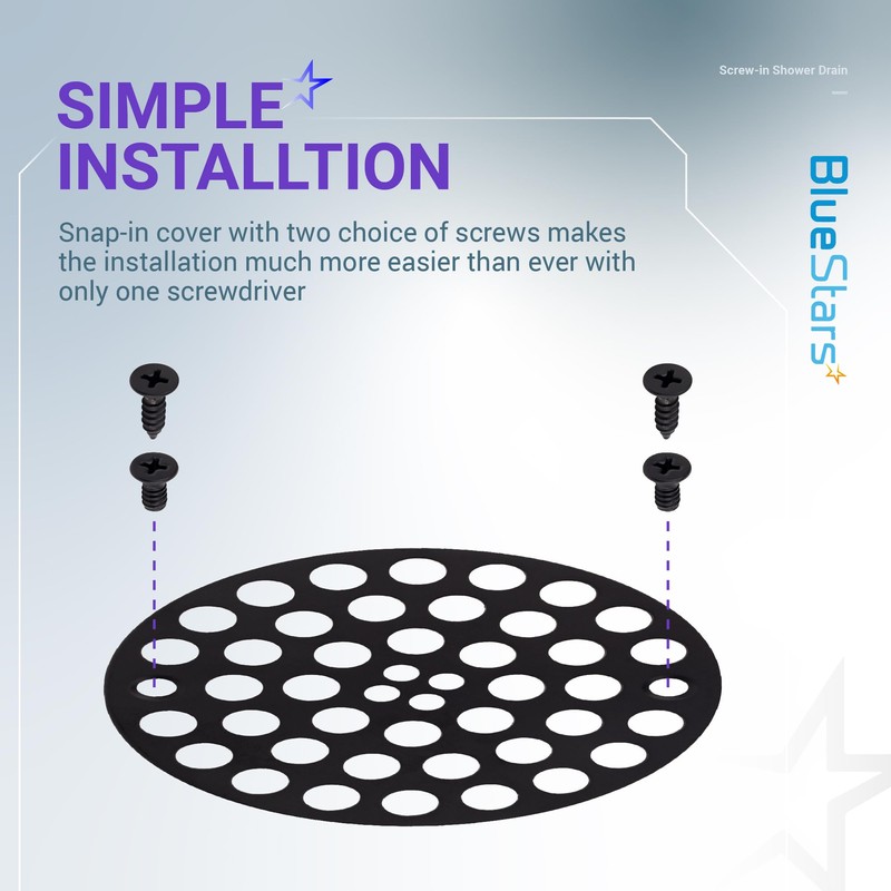 BlueStars 4” Metal Shower Strainer Drain Trim Set – Screw-in