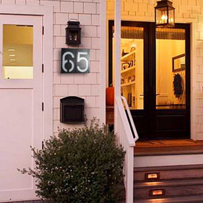 Solar Power LED Light Sign House Hotel Door Address Plaque