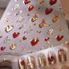 5D Red Heart Nail Art Stickers, Self-Adhesive Love Nail Stickers,