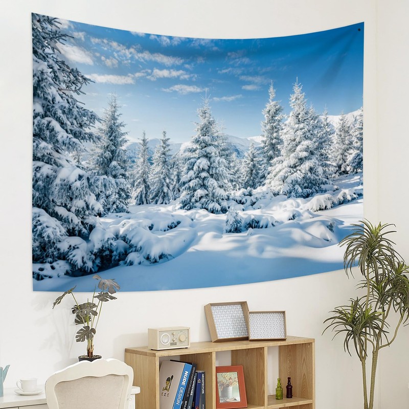Winter Tapestry Winter Mountain Tapestry White Pine Trees Scene Wall
