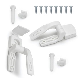 White Plastic Toilet Seat Hinge Replacement with Bolts, Screws, and Nuts, Universal Toilet Seat Bracket Hardware for Replacement and Repair
