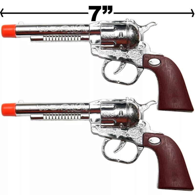 COWBOY HIGH STYLE CHROME COWBOY GUNS TOY PISTOL REVOLVER WILD