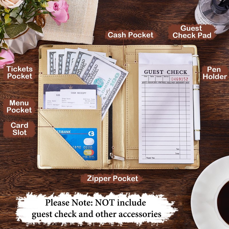 FIODAY Server Books Alphabet Waitress Book Cute Waiter Book Zipper