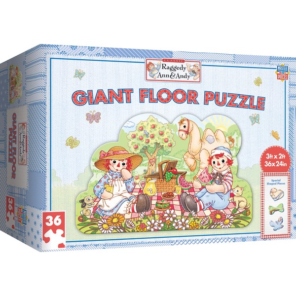 MasterPieces Floor Puzzle - Jumbo Size 36 Piece Jigsaw Puzzle for Kids - Raggedy Ann & Andy Shaped Puzzle - 3ftx2ft
