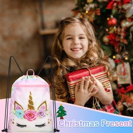 Luchike Drawstring Backpack for Kids - Girls Waterproof Swim Bag for Beach Girls Dance Travel Yoga Bag