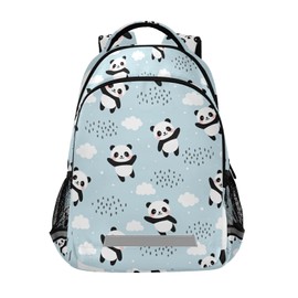 MCHIVER Panda Blue Backpack for Boys Girls Schoolbag Laptop Book Bags for School Students Casual Daypack Rucksack for Teens Travel