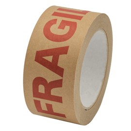 NATEE® Strong Paper Packaging Tape | Eco-Friendly | Fully Recyclable Rolls | Fragile Printed Kraft Paper for Packing Parcels and Boxes | Brown Sticky Tapes 50m x 50mm Width (1)