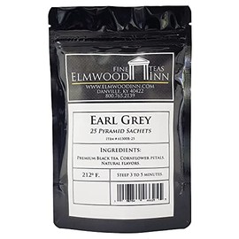 Elmwood Inn Fine Teas, Earl Grey Black Tea, 25 Pyramid Sachet Tea Bags