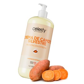 CELESTY | Crema de Camote Silvestre 1lt | Equilibrio Hormonal Natural para Menopausia - Vitaminas para Mujer - Rico en Fitoestrógenos, Aceite de Coco y más | Hidratación Profunda Piel Radiante