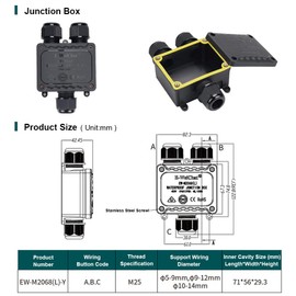 Junction Box Outdoor Waterproof Electrical Box, 3 Way Plug Line Plastic External Junction Box, Electric Power Cord Boxes Suitable for Outdoor Lights, Landscape Lighting (3way)