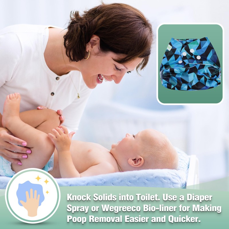 Wegreeco Cloth Diapers 6 Pack with Inserts & Wet Bag,