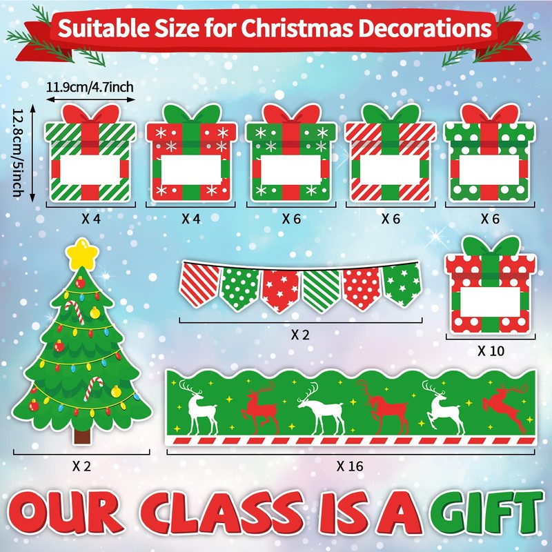 Christmas Bulletin Board Decoration Set Xmas Gift Boxes Borders Cutouts
