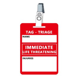 Emergency Triage Tags (Red: Immediate Priority) - Triage Cards for Disaster Response & First Aid Training, EMT Field Tagging, Mass Casualty Incidents, 4.7"Lx3"W, 5 Pcs