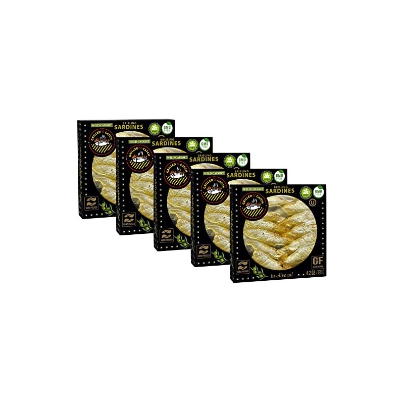 Grilled Catch Wild Caught Brisling Sardines in Olive Oil, 4.2