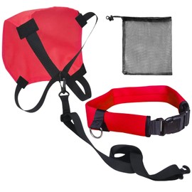 UCEDER Swimming Parachute Resistance Training Set with Drag Parachute and Storage Bag, Adjustable Swimming Training Resistance Belt for Adult (Red)