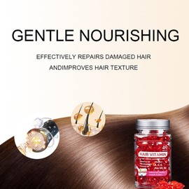 MULPG Hair Treatment Serum,Hair Vitamins A C E Pro B5 50 Capsules,No Rinse Essence for Frizzy and Dry Damaged Hair,Hair Oil with Argan Avocado & Moroccan Oil(40pcs)