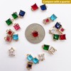 12Pcs Square Birthstone Charms Mix Crystal Rhinestone Gemstones Pendants Gold