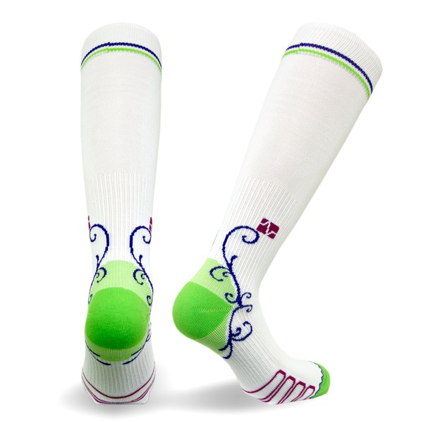 Eurosock Vitalsox Italian Graduated Compression Socks (1 Pair- Fitted) for Women Best for Running, Travel, Yoga, Nurses, Maternity Pregnancy, White, Medium (VTW 0116 Wht M)