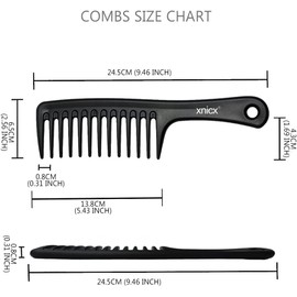 xnicx Wide Tooth Comb Afro Comb Detangling Hair Brush Wide Comb Detangler Comb Paddle Hair Comb Care Handgrip Comb-Best Styling Comb for Long, Wet or Curly Hair-Improve Blood Circulation Black