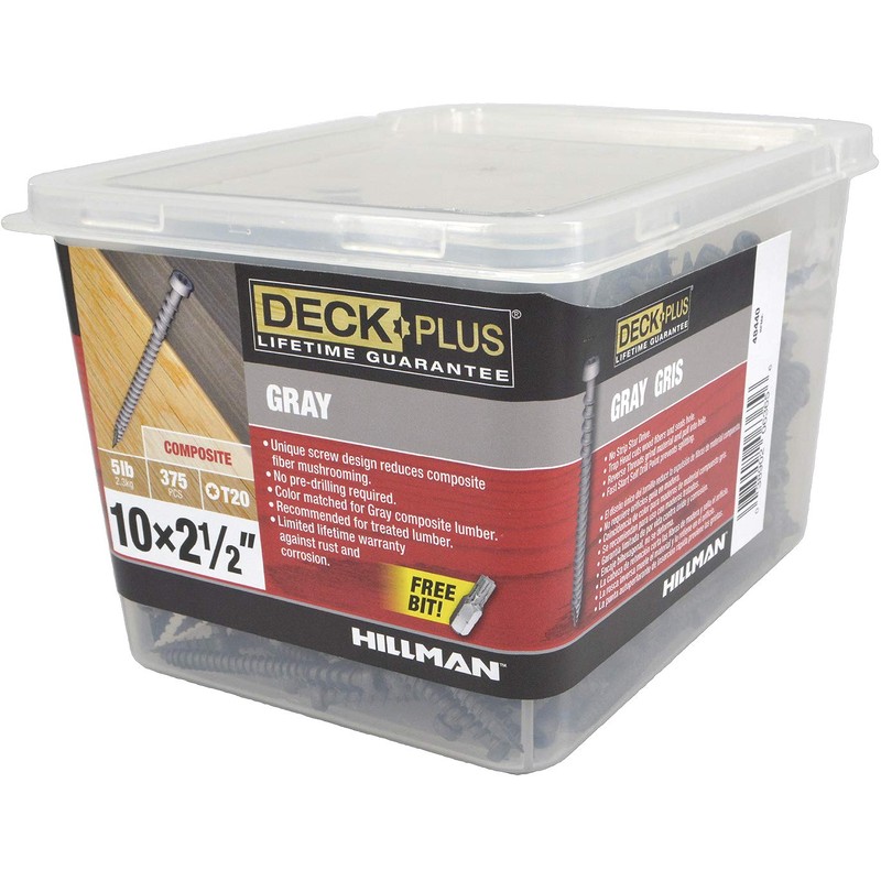Deck Plus 48440 Gray Star-Drive Composite Deck Screws (#10 x