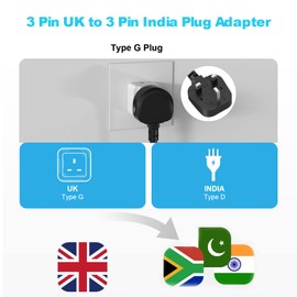 UK to India Travel Plug Adapter, UK to Sri lanka Plug Adapter 4 Pack, PABANCE 3 Pin Travel Plug Adapter Type D Adapter for India/Pakistan/Sri lanka and More, UK Travel Plug Adapter (White)