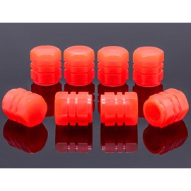 MEAJOO 8PCS Fluorescent Tire Valve Stem Caps, Luminous Car Tire Air Cap, Corrosion Resistant Leak-Proof Wheel Valve Cover, Universal for Cars, Trucks, Bikes, Motorcycles, Bicycles(Red)