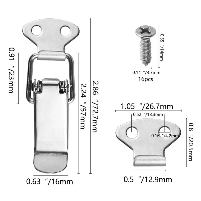 WMYCONGCONG パッチン錠 10個入り 全長72mm 304 ステンレススチール トグルラッチ パッチン錠掛け金 引き出しラッチ キャビネットラッチ