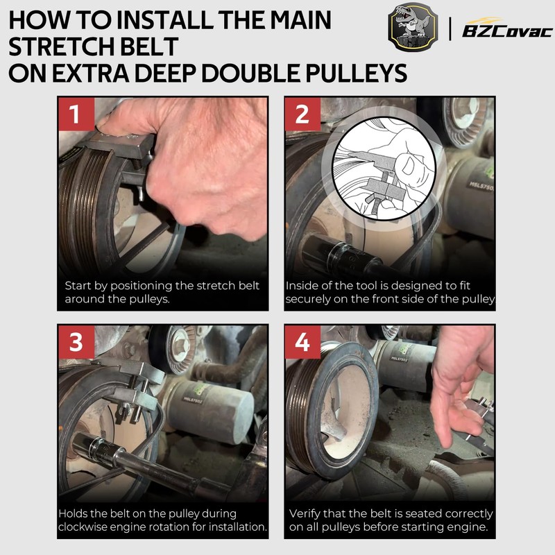 59350 Stretch Belt Installer for Extra-Deep Double Pulleys, Works on
