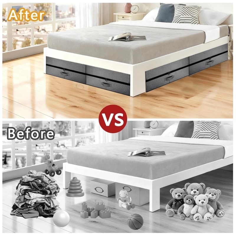 Meetue Under Bed Storage with Wheels, 2 Pack 75L Underbed