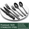 Black Hammered Silverware Set With Steak Knives, 24-Piece Stainless Steel