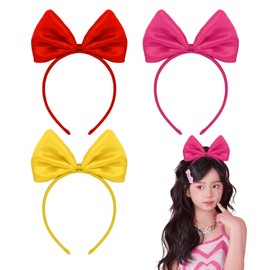 ZHEJIA Headband, Ribbon, Set of 3, Costume, Bowknot, Cosplay Item, Accessory, Cosplay Item, Large, Cosplay, Hair Accessory, Hair Ornament, Children's Headband, Recital, 3 Colors