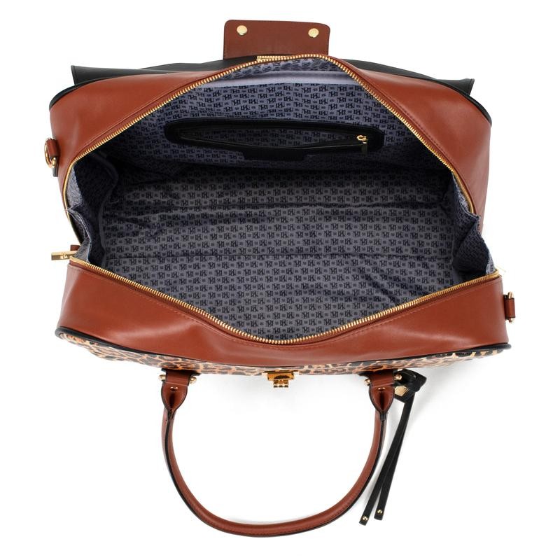 Badgley Mischka Women's Leopard Travel Tote Weekender Duffle Bag