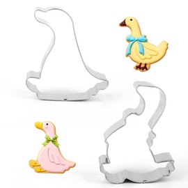 2pcs Goose Cookie Cutters, 4in/10.21cm Stainless Steel Silly Goose Cracker Cutter Dishwasher Safe Baking Tool for Farm Animal Theme Baby Shower Birthday Party Decorations