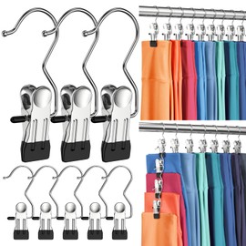 12 Pack Pants Hangers with Clip,Legging Organizer for Closet Hanging, Space Saving Yoga Pants Hangers Clip Hangers Closet Organization,Closet Organizers and Storage for Jeans,Shorts,Skirts,Hats