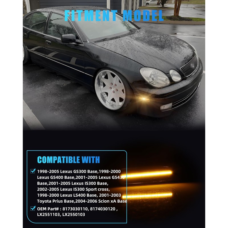 DYNVEX 2PCS New Front Side Marker Lights for 1998-2005 Toyo-ta
