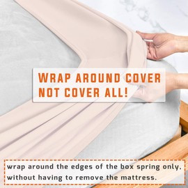 Twin Six Premium Bed Box Spring Cover, Update Bed Skirt, Mattress Protector Encasement,Queen/Split Queen, Linen