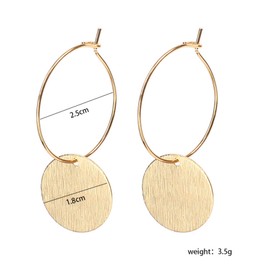 Gold Circle Disc Hoop Earrings for Women Boho Long Statement Gold Silver Plated Lightweight Round Coin Geometric Flat Brushed Dainty Dangle Drop Earrings for Minimalist Fashion Jewelry Gifts (Gold)