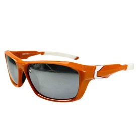 XPL DENALI Eyewear ELEVATION Sunglasses, Burnt Orange & White Frame, Silver Mirror Lenses, 58-15-135