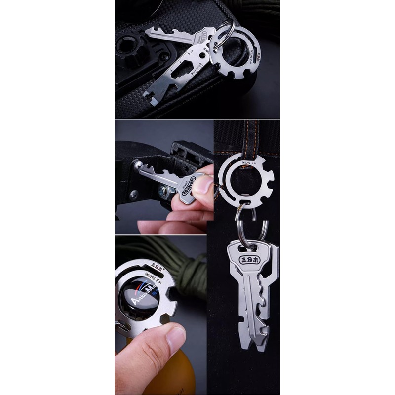 Sanrenmu Keychain EDC Multi Tools Kit with 5/6/8MM Wrench Bottle