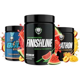 6AM Run Marathon Training Trio – Energy, Focus & Recovery Bundle (Sprint, Marathon, FinishLine) – Dietary Supplement Powder (901g, Bolt - Peach/Marathon (Peach Mango) / Watermelon)