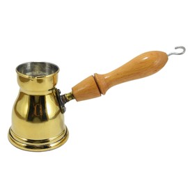 1 Brass Copper Pot Ibrik Briki Turkish Greek Coffee Maker Jazva Cezve Jezve Turka Ararat Arabic Arabian Arabic With Wooden Handle Hand Hammered Handmade Egypt Egyptian Decanter Size No2 (2.70oz/80ml)