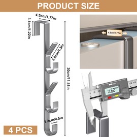 Sauntere Door Hooks 4 x 5 Set with Coat Hooks & Towel Holder Door - Clothes Hook Door Made of Stainless Steel as Space-Saving Door Coat Rack for Bathroom/Kitchen/Bedroom - Grey Door Hooks for Hanging