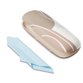 ZAXMEY Eyeglasses Case, Portable Hard Shell Protective Case For Glasses, Eyeglass Holder Box for Women and Men with Cleaning Cloth, Minimalist Lines