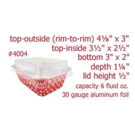 KitchenDance.com KitchenDance Disposable Aluminum Mini 6 Ounce Individual Sized Loaf Pans #4004 Color & Lid Options (Red Polka Dot- with Lids 50)