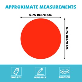 1400 PCS Colored Dot Stickers, Round Color Coding Labels, 10 Bright Colors, 20 Sheets