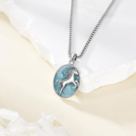 URONE Phoenix Flowers/Phoenix Roses/Horse/Black Cat Chain Sterling Silver Necklace Gifts for Women, Sterling Silver, No Gemstone