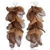 JOONL Handmade Bohemian Lightweight Fabric Flower Dangle Drop Earrings Chic
