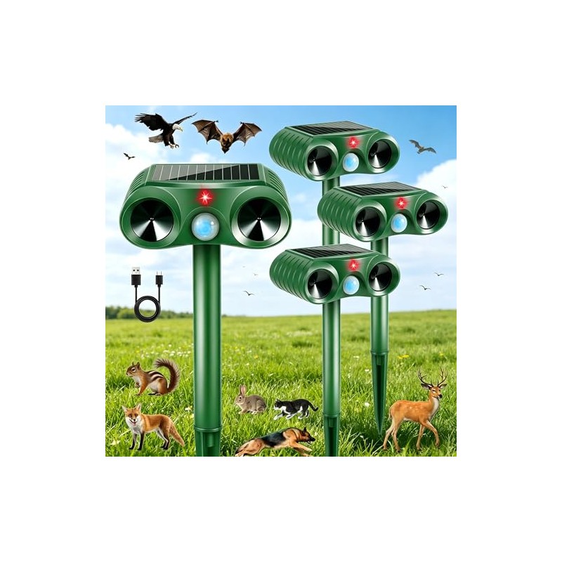 Solar Ultrasonic Animal Repeller 4 Pack Sonic Fortress Pro Deer